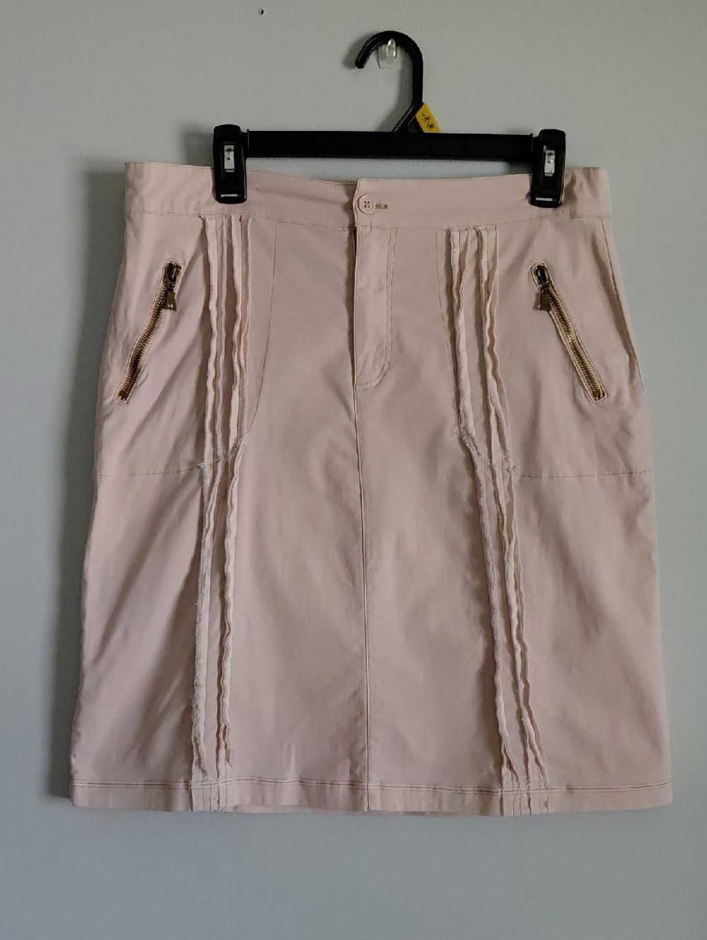 Pulp Light Pink Cargo Utility Y2K Raw Edge Pleat Trim Zipper Pockets Mini Skirt